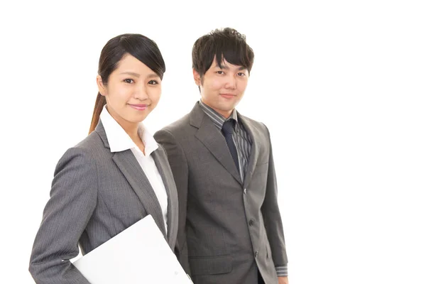 Smiling Businessman Businesswoman — Stock Photo, Image