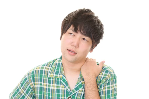 Asiatischer Mann Mit Schulterschmerzen — Stockfoto