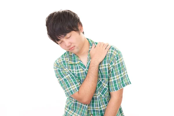 Asian Man Having Shoulder Pain — Stock Photo, Image