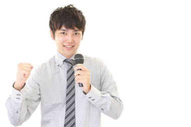 Sunu yaparken bir işadamı portresi 