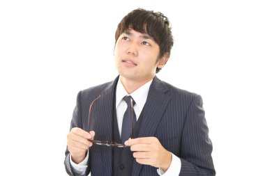 yorgun ve stresli Asya iş adamı