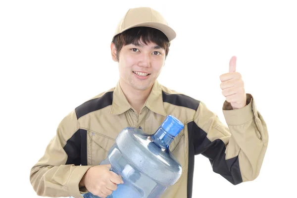 Trabajador Con Recipiente Agua —  Fotos de Stock