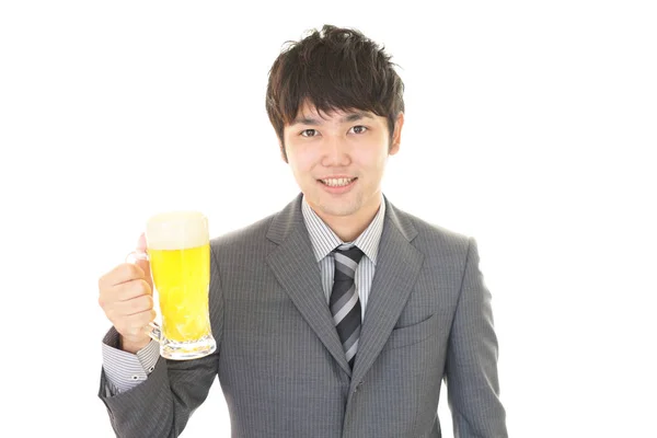 Man Drinking Mug Beer — Stock Photo, Image