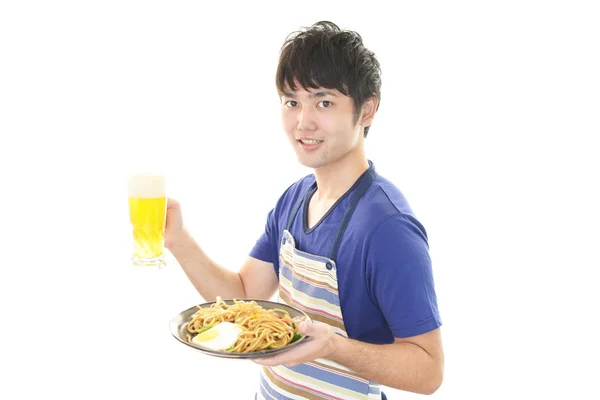 Asiatische Mann Trägt Eine Mahlzeit — Stockfoto