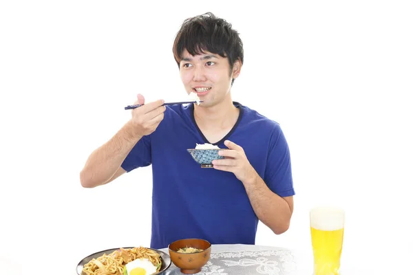 Asian Man Eating Meals — Stock Photo, Image