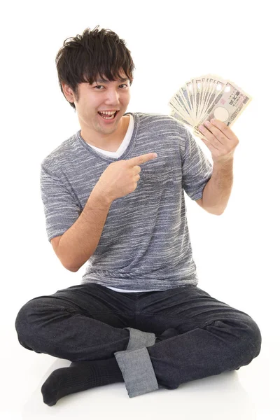 微笑的亚洲人与金钱 — 图库照片