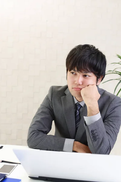 Fatigué Stressé Homme Affaires Asiatique — Photo