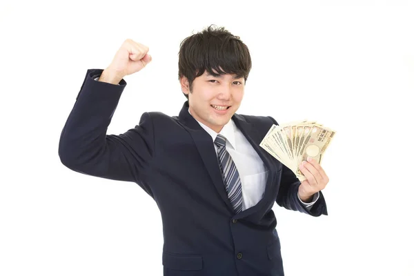 Glücklich Asiatische Geschäftsmann Mit Geld — Stockfoto