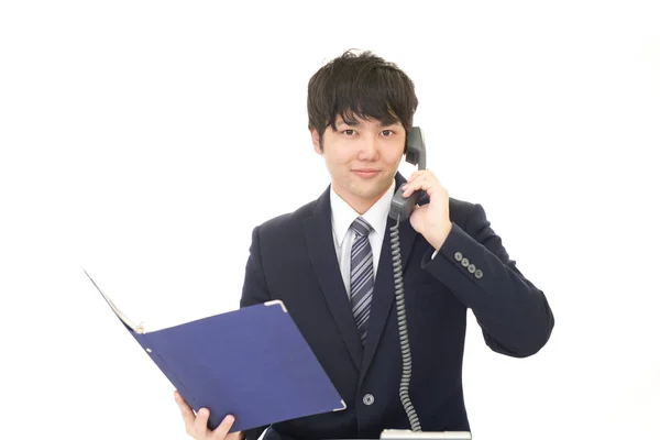 Homem Negócios Com Telefone — Fotografia de Stock