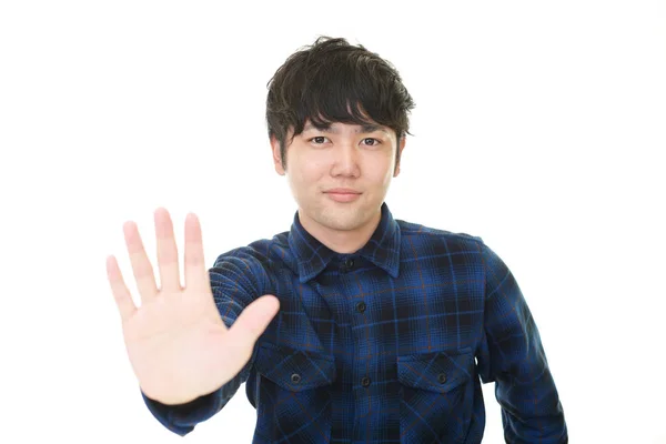 Retrato Del Hombre Haciendo Señal Stop — Foto de Stock