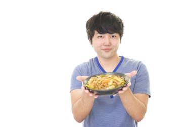 Asya adam bir yemek taşıma