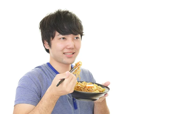 Homem Que Come Comida — Fotografia de Stock
