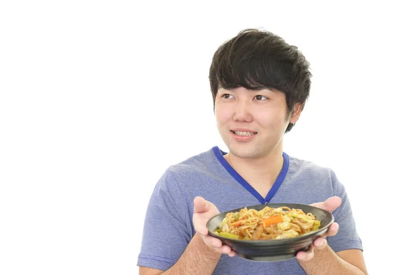 Asiatische Mann Trägt Eine Mahlzeit — Stockfoto