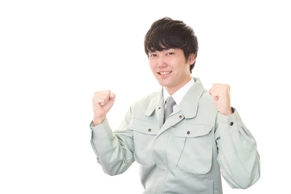 Asian Worker Enjoying Success — Stock Photo, Image