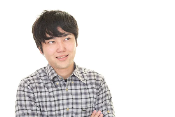 Smiling Asian Man Isolated White Background — Stock Photo, Image