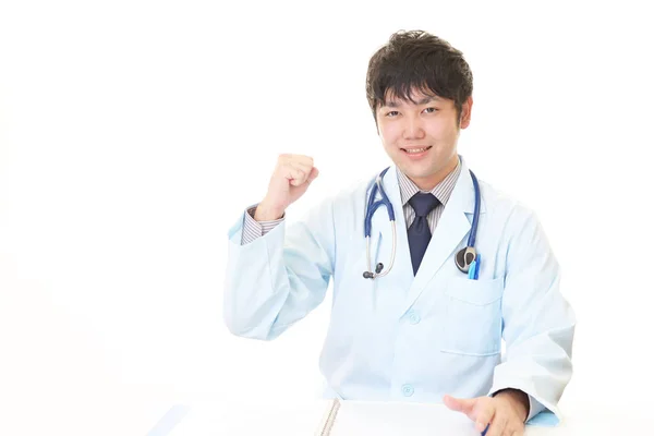Smilende Asiatisk Læge Isoleret Hvid Baggrund - Stock-foto