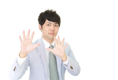 iş adamı izole beyaz zemin üzerine kırmızı yapma