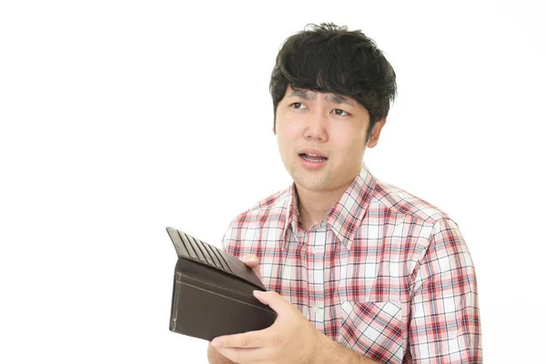 Enttäuschter Asiatischer Mann Mit Geldbörse — Stockfoto