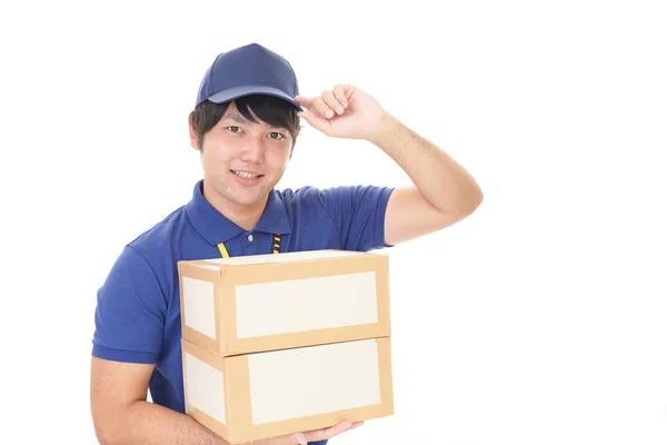 Asian Courier Delivering Packages — Stock Photo, Image