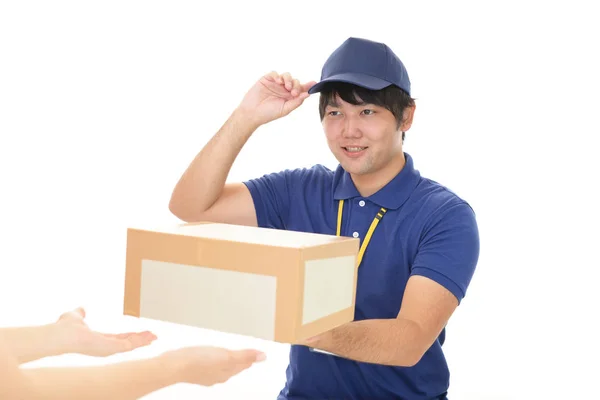 Asian Courier Delivering Package — Stock Photo, Image