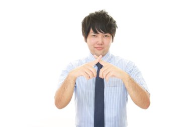 Yasaklayan jest gösteren işadamı