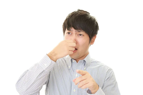 Man Pinches His Nose — Stock Photo, Image
