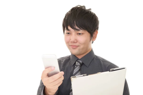 Hombre Negocios Usando Teléfono Inteligente — Foto de Stock