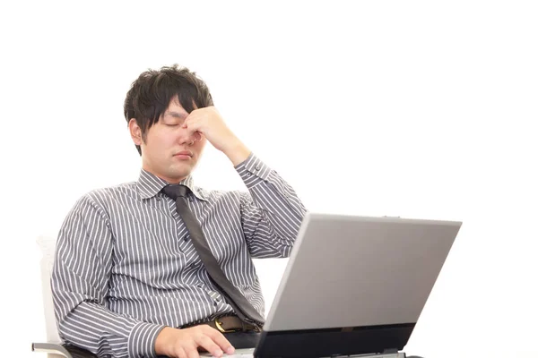 Asiático Homem Negócios Está Sentindo Cansado — Fotografia de Stock