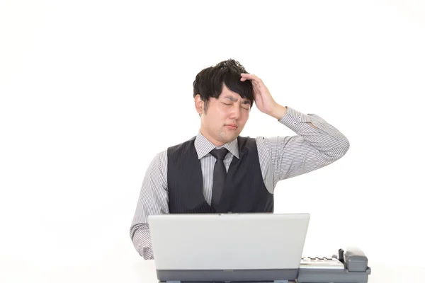 Asiático Empresario Siente Cansado Estresado —  Fotos de Stock