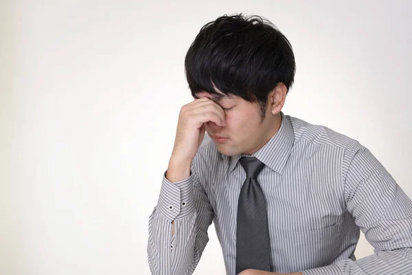 Empresário Asiático Está Sentindo Cansado Estressado — Fotografia de Stock