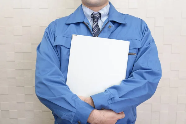 Travailleur Portant Uniforme Bleu — Photo