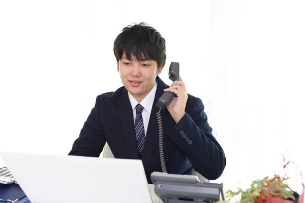 Geschäftsmann Mit Telefon — Stockfoto