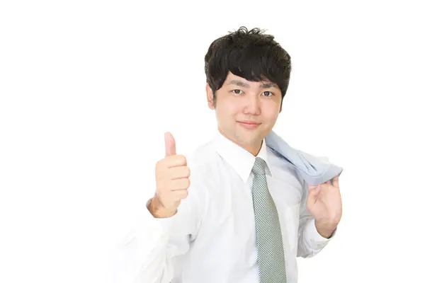 Азиатский Бизнесмен Показывает Большой Палец Вверх Знак — стоковое фото