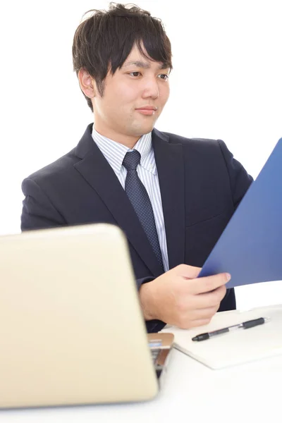 Working Asian Businessman His Office — Stock Photo, Image