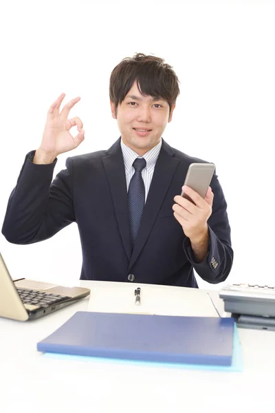 Asian Businessman Enjoying Success — Stock Photo, Image