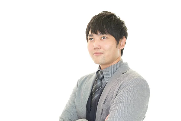 Usmívající Asijský Podnikatel Izolované Bílém Pozadí — Stock fotografie