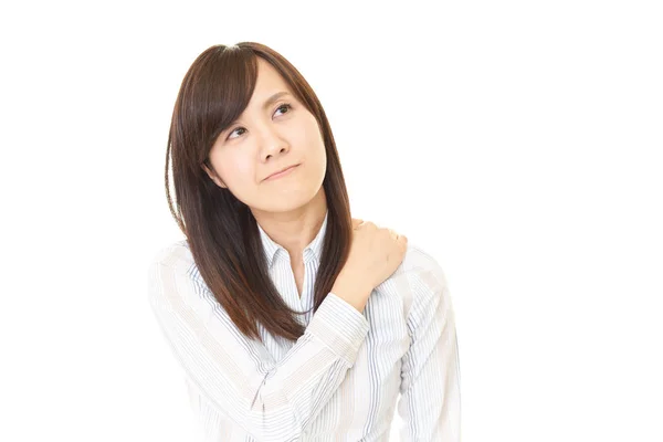 Woman Who Has Shoulder Pain — Stock Photo, Image