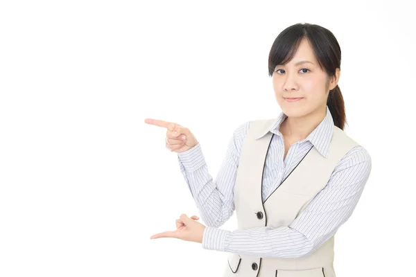 Business Woman Pointing Her Fingers — Stock Photo, Image