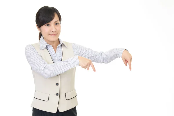 Business Woman Pointing Her Fingers — Stock Photo, Image