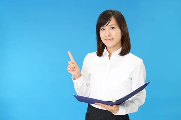 Portrait Woman Doing Presentation — Stock Photo, Image