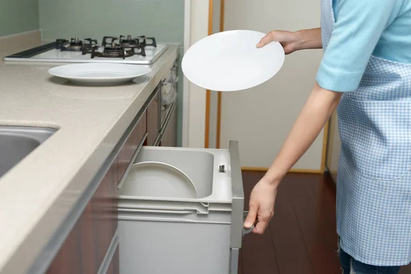 Woman Taking Out Dishware Dishwasher — Stock Photo, Image