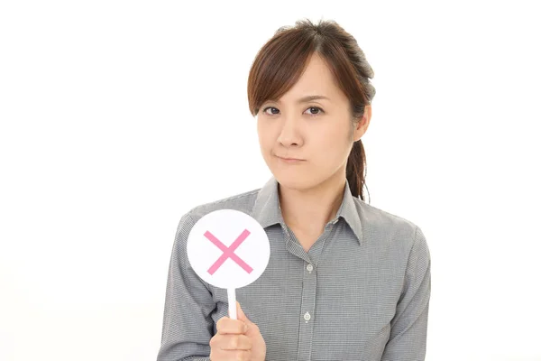 Vrouw Met Een Teken — Stockfoto