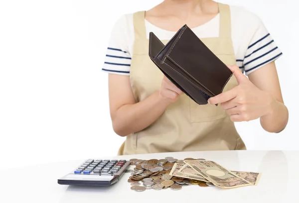 Huisvrouw Met Geld Calculator — Stockfoto