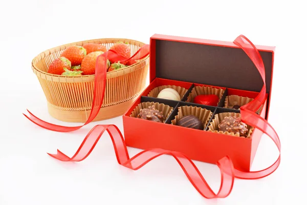 Delicious Chocolates Fresh Strawberries — Stock Photo, Image