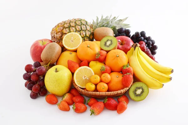 Odrůda Lahodné Čerstvé Ovoce Bílém Pozadí — Stock fotografie