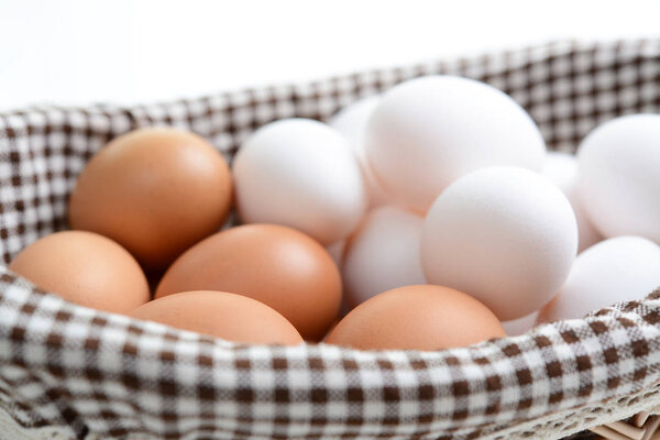 Close-up of raw chicken eggs