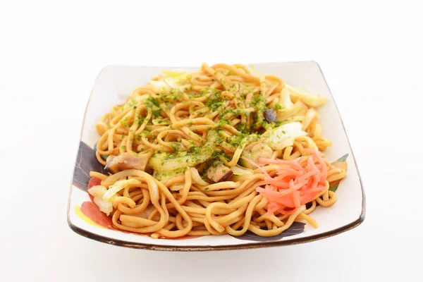 Ιαπωνική Κουζίνα Τηγανισμένα Noodles Yakisoba — Φωτογραφία Αρχείου