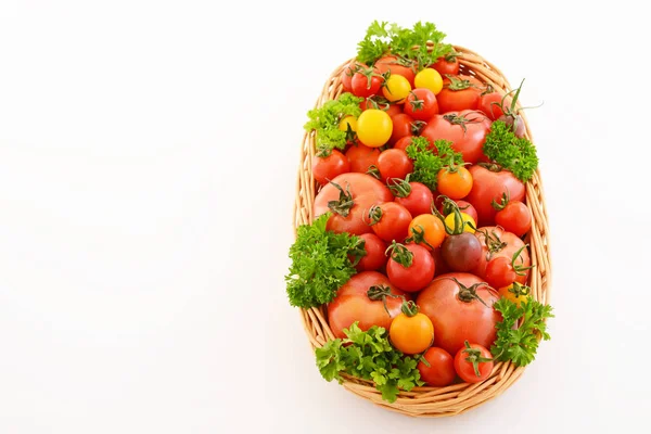 Frische Kirschtomaten Korb — Stockfoto