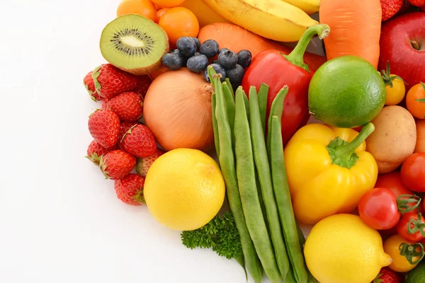 Verduras Frutas Frescas Sobre Fondo Blanco — Foto de Stock