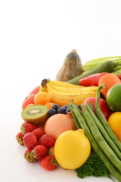 Verduras Frutas Frescas Sobre Fondo Blanco — Foto de Stock